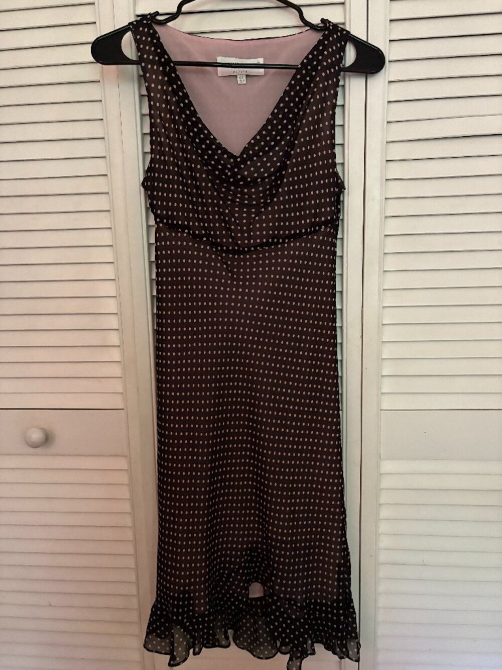 Donna Ricco black dress with pink polka dots (lined)